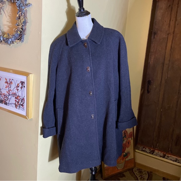 MACKINTOSH Size 2X Blie 100% Wool 3/4 Coat Women England Made Twist Button NWT - Picture 15 of 16